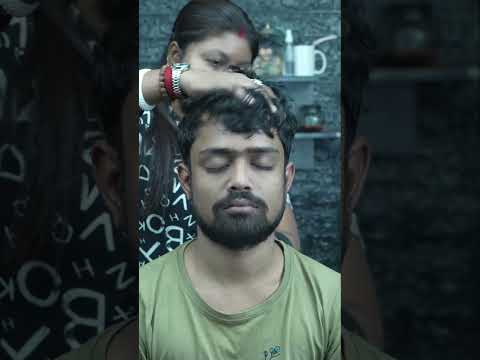 lady barber Strong head massage asmr #shorts