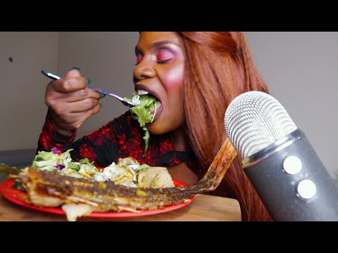 Dinner Plate Ginger Potatoes With Red Snapper Fish ASMR Eating Sounds