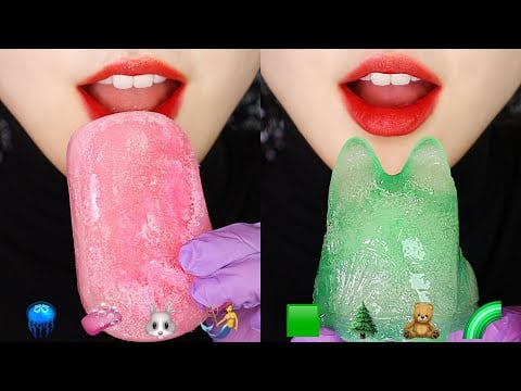 FROZEN AGAR JELLY, CLEAR JELLY, KOREAN ICE CREAM ASMR EMOJI ASMR 🐰