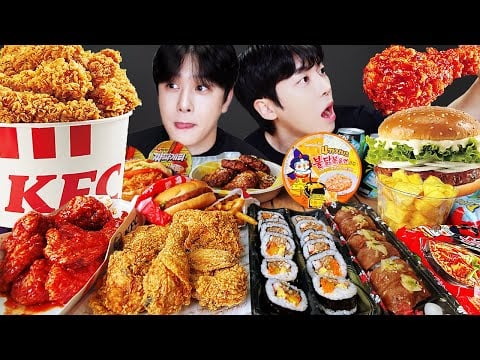 ASMR MUKBANG | 직접 만든 치즈 불닭볶음면 양념치킨 김밥 치즈스틱 먹방 FRIED CHICKEN AND FIRE NOODLES