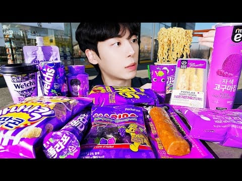 ASMR MUKBANG | 편의점 꿀젤리 퍼플 디저트 먹방 불닭 아이스크림 & PURPLE DESSERT HONEY JELLY CANDY
