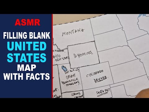 ASMR: Filling Blank U.S. Map With States Facts, all from My Memory | ASMR Map tracing Whisper