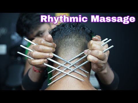 Rhythmic 3D ASMR Head Massage With Chopsticks | Neck Cracking Head Scratching Head Massage ASMR
