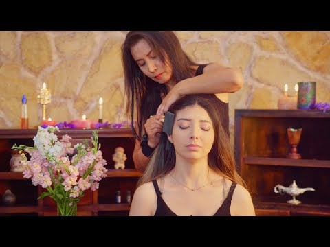 Nelly & Darlene in an ASMR massage & soft whispering triggers & tingles for sleep & relaxation 😴