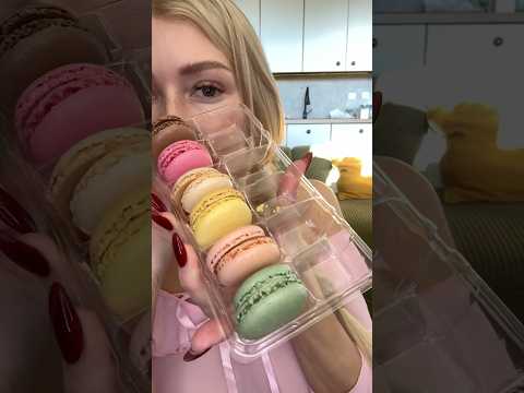 #ASMR🎧: Guess the macaron flavor with me! 🥰💖🍩 (The whole video on TikTok) #asmreating #relaxing