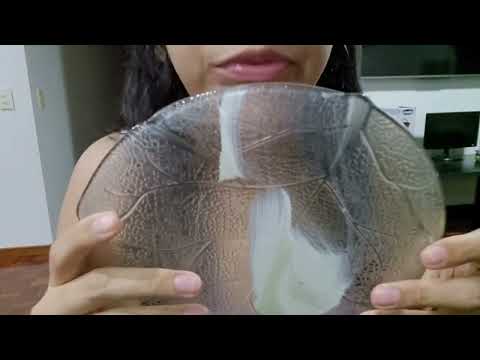 ASMR LAMIENDO YOGURT EN PLATO DE VIDRIO | ASMR en Español