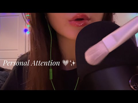 ASMR - Brushing Your Face ✨ (Breathy Whispers & Mouth Sounds) 