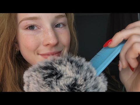 [ASMR] Fluffy Mic Cover with Tape (brushing, hand movement, bugs, combing)