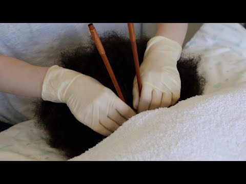 ASMR Latex Gloves on AFRO Hair | Scalp Check & Treatment  | Head Massage (No Talking)