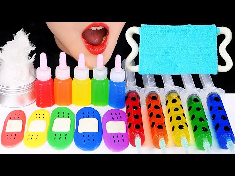 EDIBLE PHARMACY ASMR EDIBLE MASK, TIKTOK SYRINGE JUICE, EDIBLE BAND AID, RAINBOW FOOD ASMR