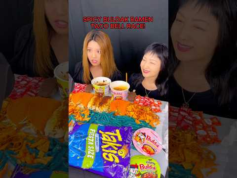Spicy buldak ramen and Taco Bell race! #food #eating#mukbang #tacobell #noodles