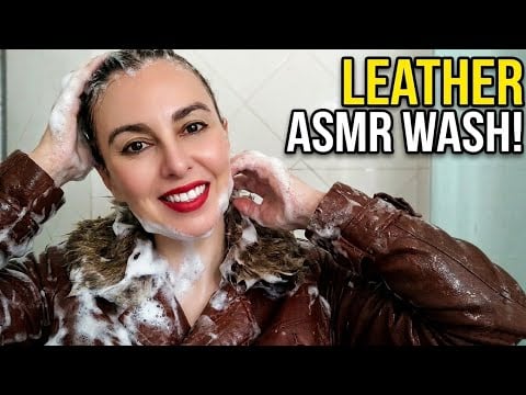 ASMR Wet Leather Jacket & Relaxing Hair Wash ( foam and shower sounds)