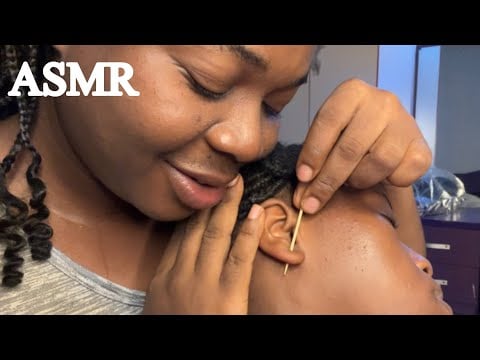 ASMR✨Toothpicking Your Dirty Ear Lobe Plus Soft whispers and Gum sounds