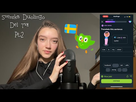 ASMR på Svenska på Duolingo Del Två | Swedish Duolingo pt.2 | Clicky Whispers & Mic Brushing