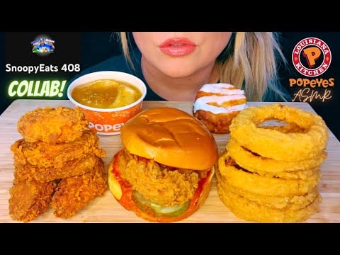 ASMR POPEYES MUKBANG | COLLAB W/@SnoopyEats408 | EATING SOUNDS