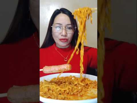 BULDAK NOODLES WITH HOTDOG #mukbang #viral #cookingshow #shortsfeed #food  #food #everyone #foodie