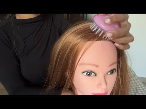 Relaxing ASMR head massage for instant sleep ( deep scalp massage, lice check, combing )