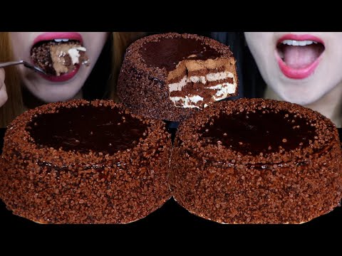 ASMR HUGE CHOCOLATE CREAM CAKES *BIG BITES* EATING SOUNDS चॉकलेट केक sjokoladekake ケーキ 초콜릿 케이크 먹방