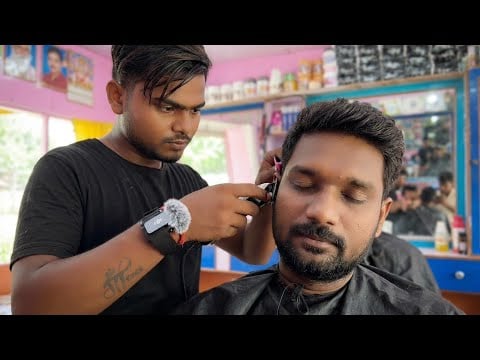 ASMR - Relaxing Under $0.5 Haircut, Beard Trim & Face Massage (World's Cheapest Service)