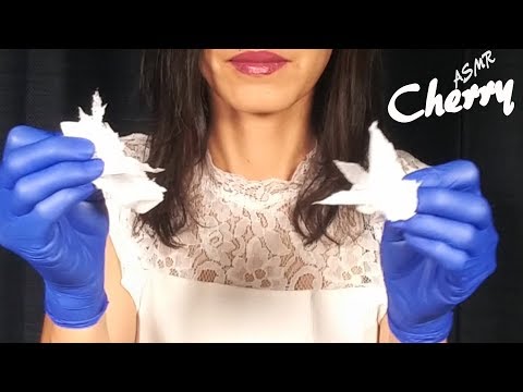 【ASMR】Blue Latex Gloves🧤Tissues Ripping Tearing Sounds 블루 라텍스장갑을 끼고 종이 찢기 / 青い手袋でティッシュを破る