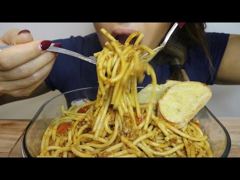 ASMR PASTA BOLOGNESE BUCATINI / GARLIC BREAD / no talking / CREMA ASMR #asmr #bolognese #pasta #food