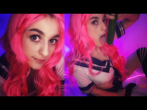 ASMR SUCK cucumber Kiss, Lick, Spit painting, scratching ASMR
