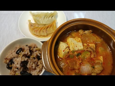 ASMR: dumpling, stew 된장찌개 찐만두 집밥 이팅사운드 한식 먹방 doenjang stew, a steamed dumpling eating mukbang