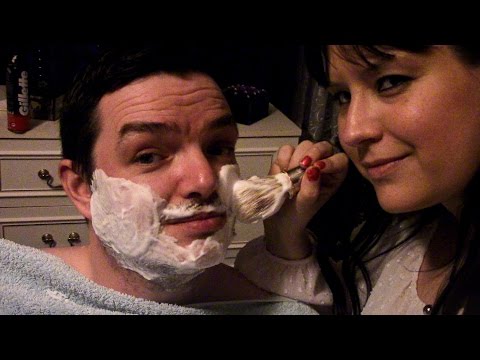 Asmr - Brushing Shaving Foam on Nathan123's stubble whilst he wears Binaural in ear mics