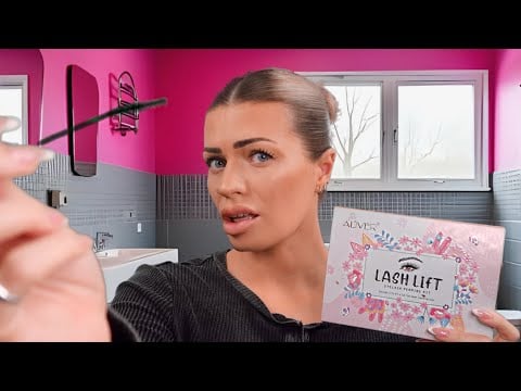 ASMR Scammer Gives You a $5 Lash Perm in the school bathroom! 👀 (personal attention roleplay)