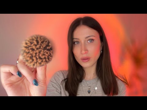 ASMR stippling your face | mouth sounds & inaudible whispering