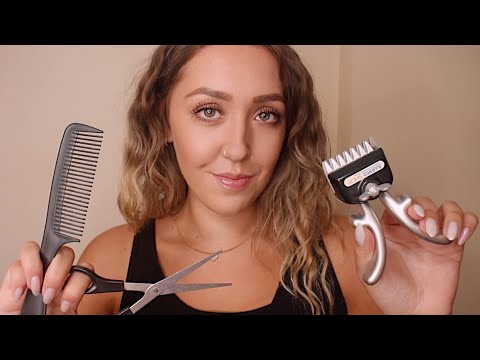 ASMR Barbershop/Haircut Head Shave Roleplay (Straight Razor Shave)