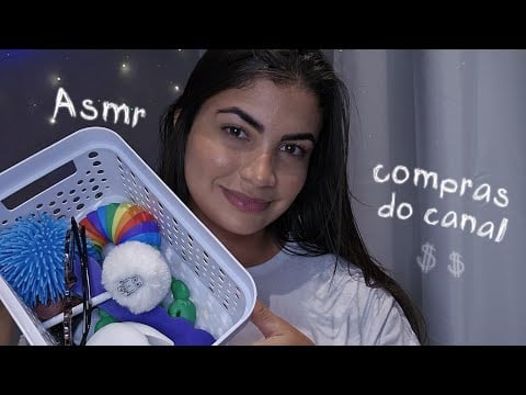ASMR Te mostrando todas as compras que eu já fiz pro canal até hoje (+ Sons de tapping relaxante) 💤💜