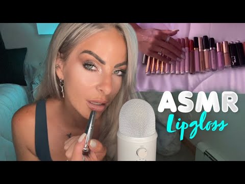 ASMR Applying Lipgloss (TWENTY) With Mouth Sounds & LOFI Lipgloss Collection Organizing