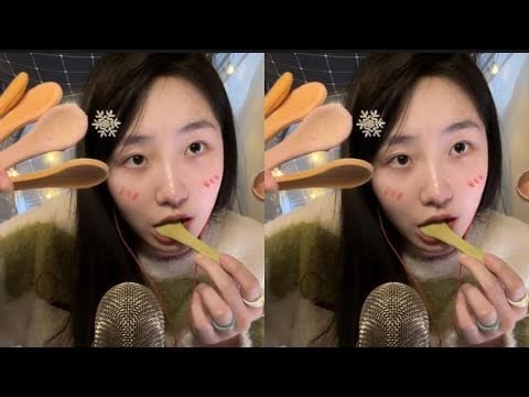 #Chewing sounds #ASMR sleep aid video, eating a spoon and rubbing teeth