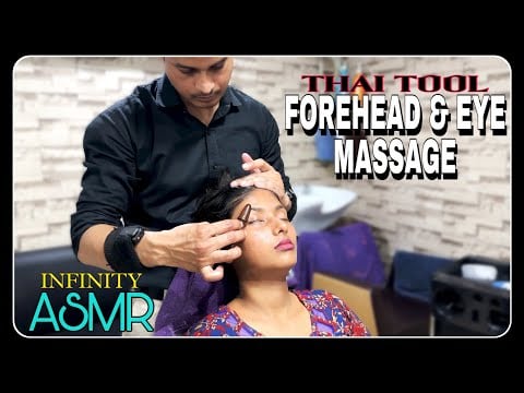ASMR WOODEN TOOL SEMI INTENSE HEAD FOREHEAD & EYE MASSAGE || Insomnia Relief @ Real Barber Shop