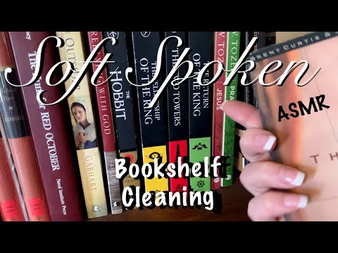 ASMR Bookshelf organizing & Dusting (Soft spoken) Ocassional light tapping & scratching.