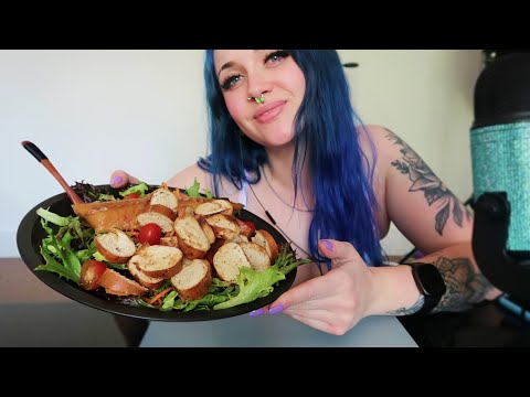 ASMR Smoked Mackerel Salad With BAGEL Croutons 🤔🥗🥯 (EATING SOUNDS)