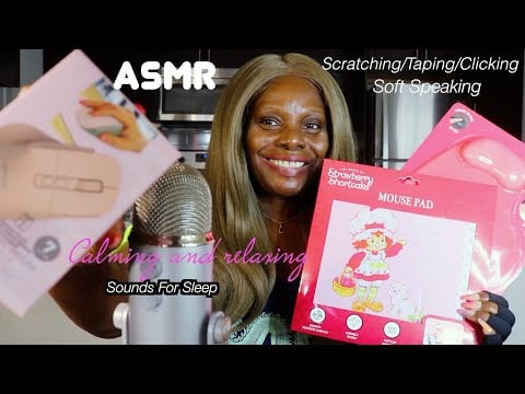 Strawberry Shortcake Mouse Pad Logitech Computer Mouse ASMR Scratching Tapping Touching Sounds