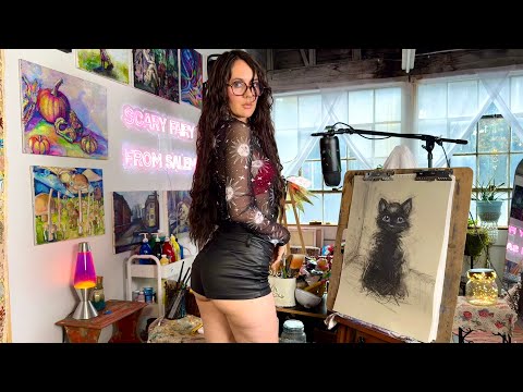 How to Draw a Black Cat ASMR Art Tutorial for Beginners 