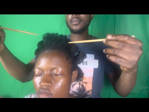 Asmr relaxing scalp scrapping.