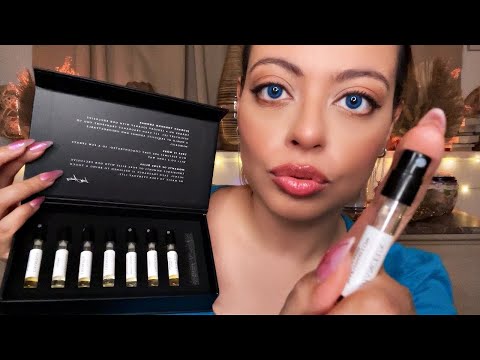 ASMR| Trying Perfumes - GOURMAND EDITION (Tapping, Tracing, Spraying) - PERFUME COLLECTION DIARIES