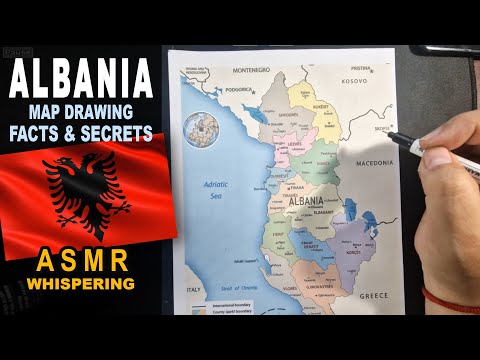 ASMR: Tracing ALBANIA map outline with regions and counties | Facts and Secrets | ASMR whispering