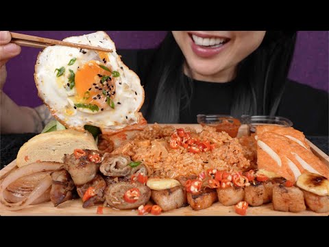 KOREAN FOOD FEAST (BBQ FRIED RICE) ASMR EATING SOUNDS | NO TALKING | SAS-ASMR