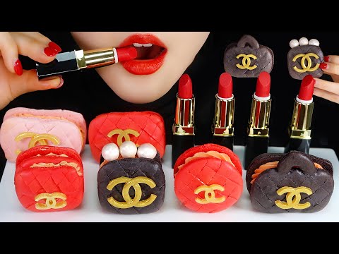 EDIBLE CHANEL LIPSTICK ASMR EDIBLE CHANEL BAG ASMR CHANEL MACARON ASMR