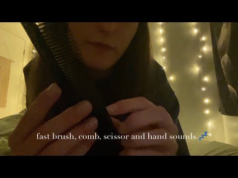 Getting the knots out of your hair ASMR (brush, comb, scissor, hand sounds)