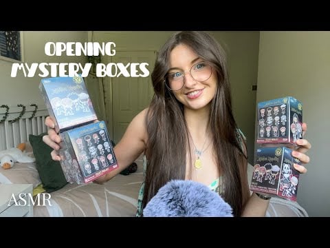 ASMR Opening Funko Pop mystery boxes!🐼 (sticky tapping, crinkles, whisper rambles)