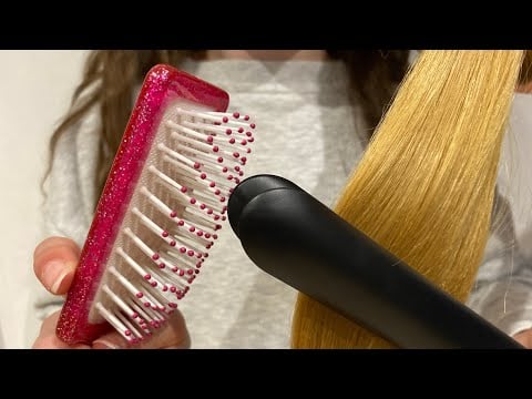 ASMR brushing + straightening your hair | REAL HAIR | hair brushing | no talking
