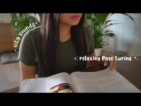 ASMR page turning |sports illustrated gentle magazine, finger licking *city sounds / white noise*