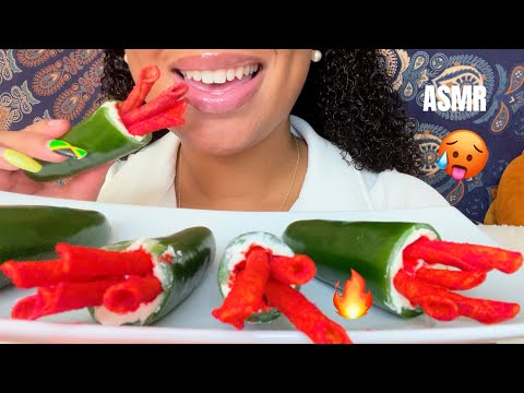 ASMR | Takis & Cream Cheese Stuffed Jalapeños 🌶