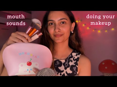 Asmr doing your makeup with lots of mouth sounds